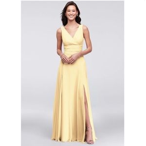 NWT David’s Bridal Surplice Tank Long Chiffon Bridesmaid Dress in Canary Size 8